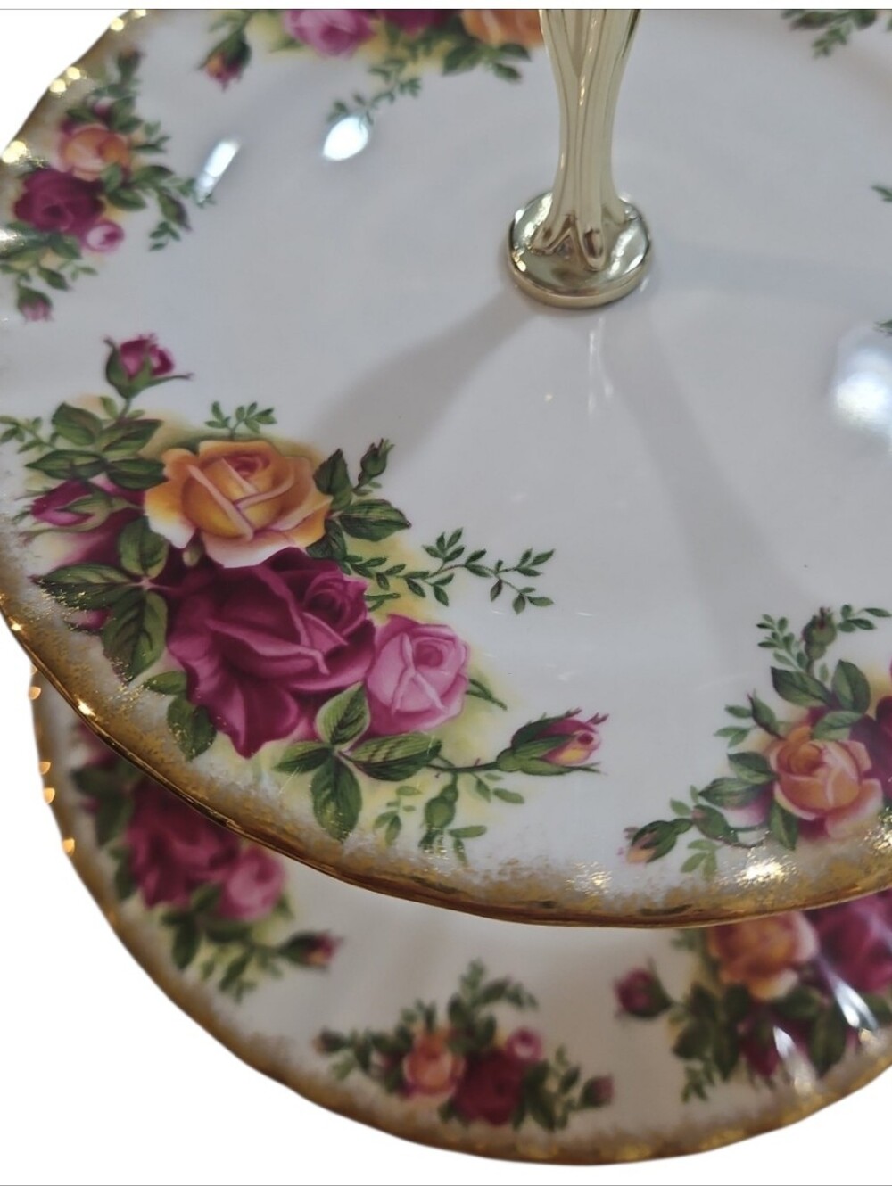 Vintage Royal Albert Old Country Roses Two / 2 Tiered Cake Stand - Picture 3 of 6
